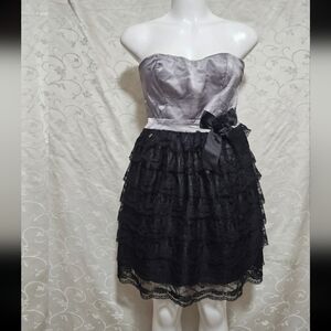 4/$20- Studio Y Charcoal and Silver Strapless Dress
